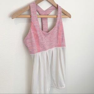 Lululemon Scoop Neck Pink White Tank Size 8